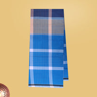 Men’s  Blue  with White Checked Cotton Stitched Lungi