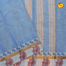 Light sky blue colour Pure Chettinad Cotton Saree without Blouse - Thenianantham