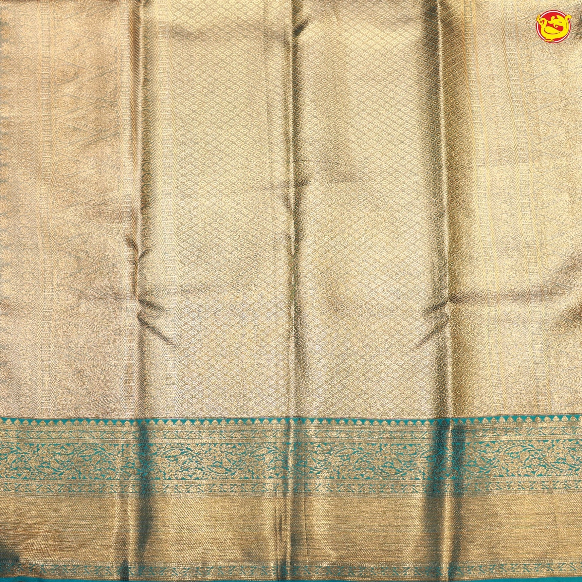 Rainbow Motifs Gold Zari Floral Pure Kanjivaram Tissue Silk Saree - Thenianantham