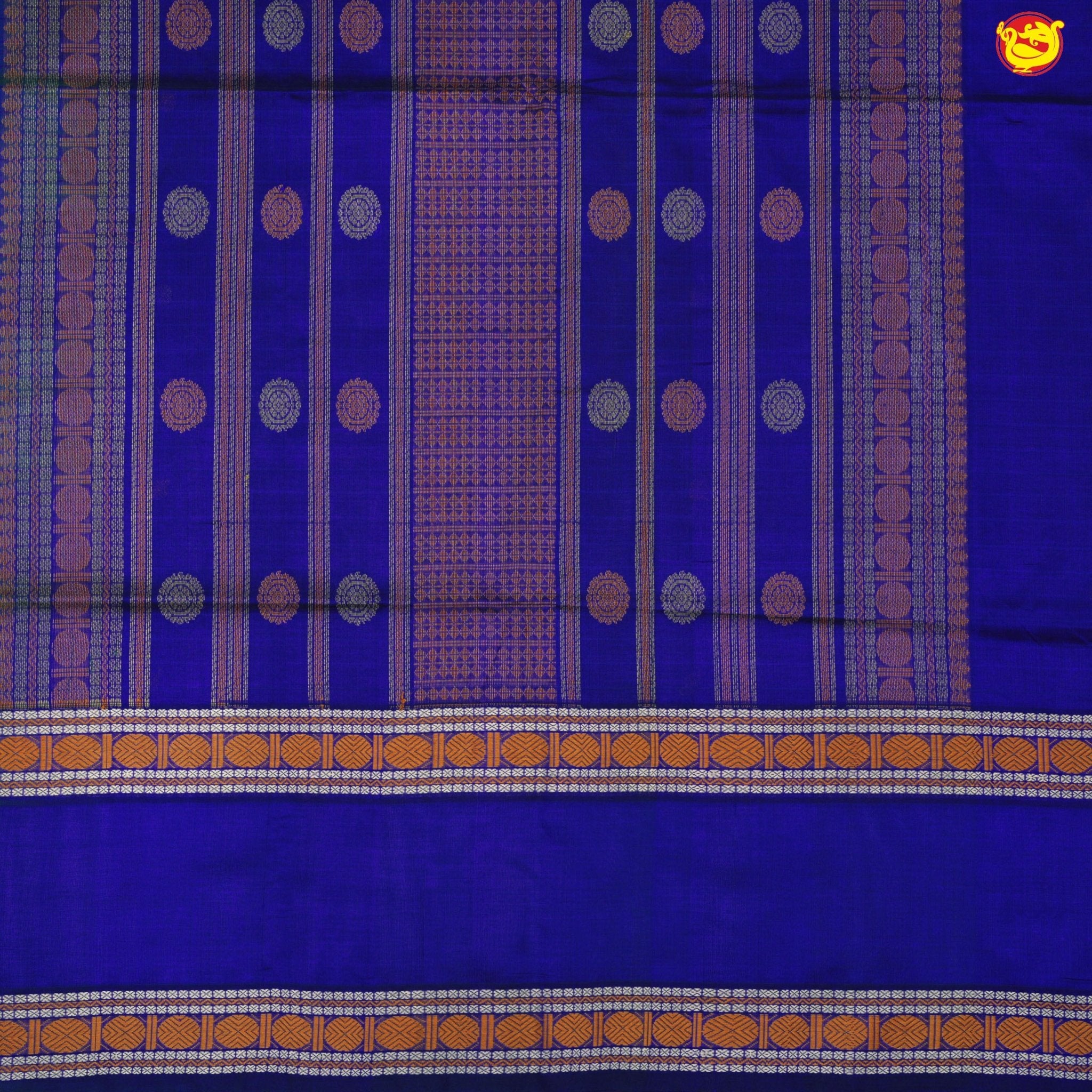 Peacock Green and Blue With Jacquard Checks Kanchipuram Silk Saree - Thenianantham