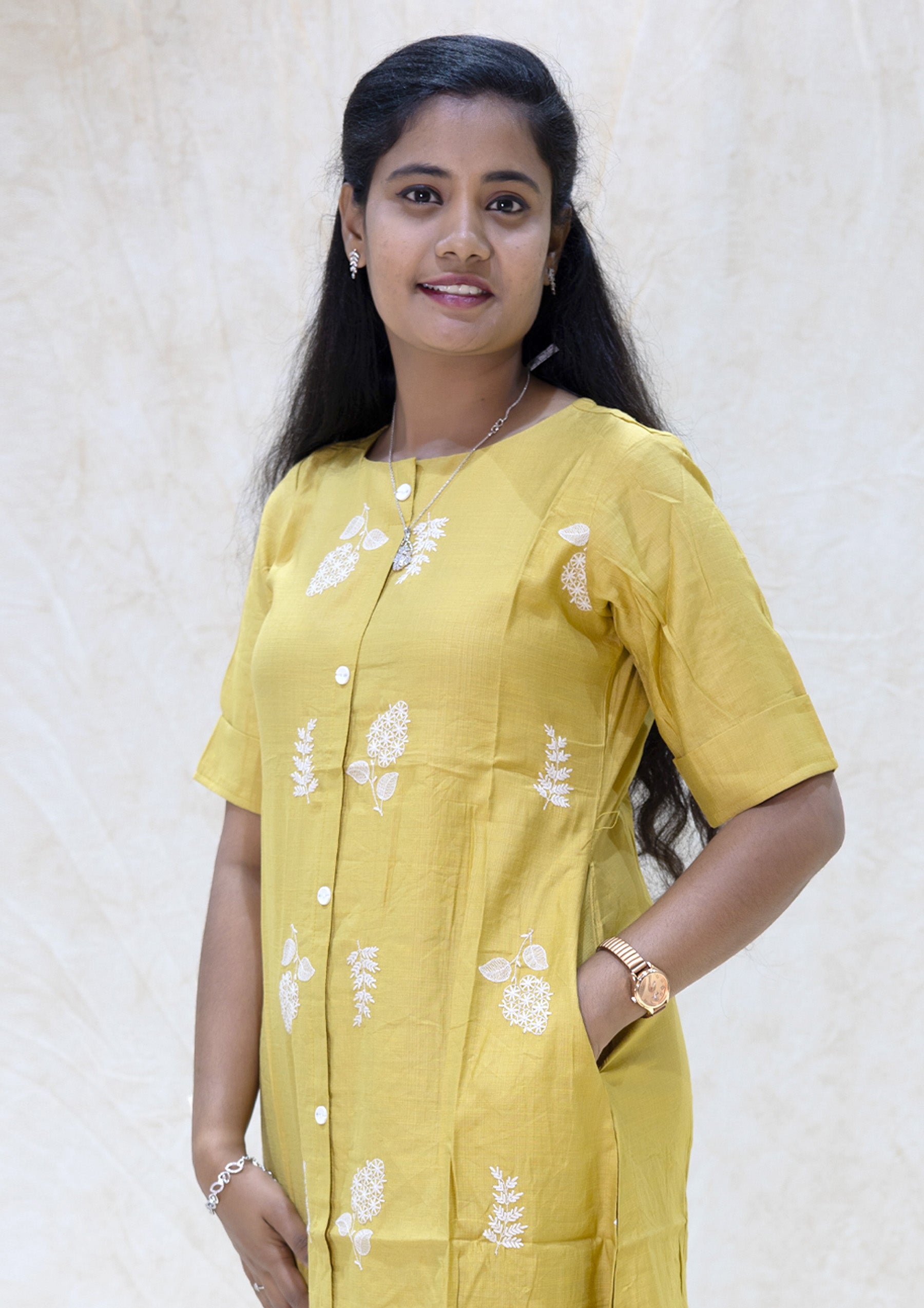 Vannam- Mustard yellow Ladies Branded Umbrella Top Readymade