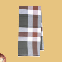 Men’s  White with Grey Checked Cotton Stitched Lungi
