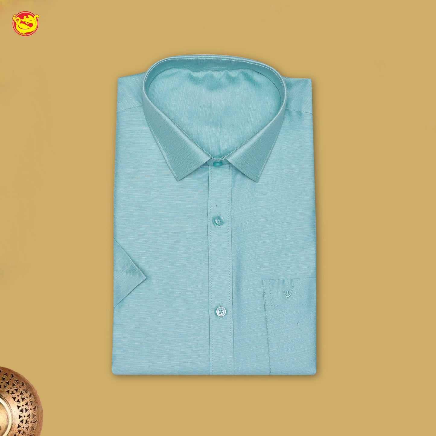 Blue With White Readymade Shirt And Matching Border Dhoti Set for Men