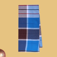 Men’s  Blue  Colour Checked Cotton Stitched Lungi