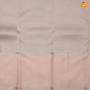 Light Pink With Cream Motifs Silver Zari Striped Pure Kanjivaram Subhalaya Soft Silk Saree - Thenianantham