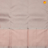 Light Pink With Cream Motifs Silver Zari Striped Pure Kanjivaram Subhalaya Soft Silk Saree - Thenianantham