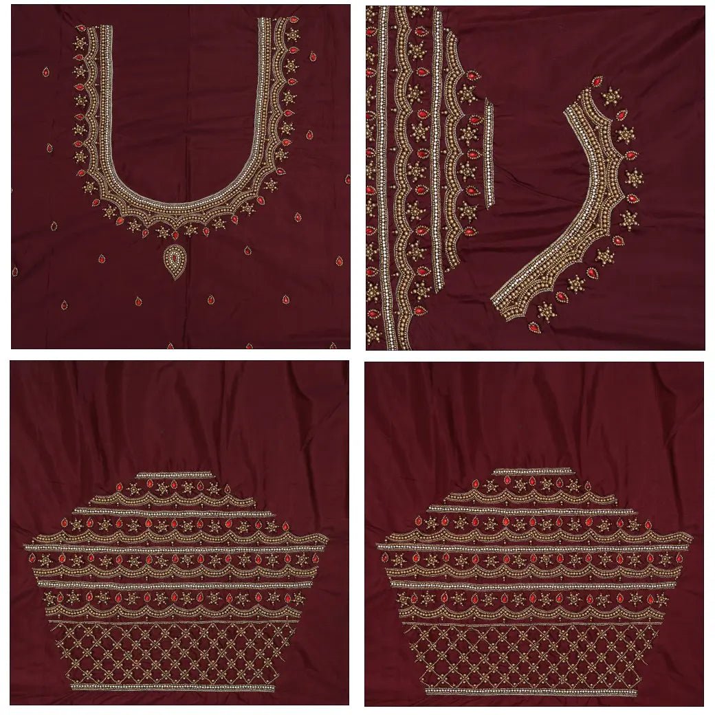 Chocolate Brown Bridal Aariwork Blouse