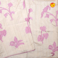 Beige with Light Pink Raw Silk Saree