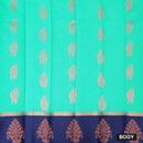 Aqua Green With Navy Blue Border Silk Cotton Saree