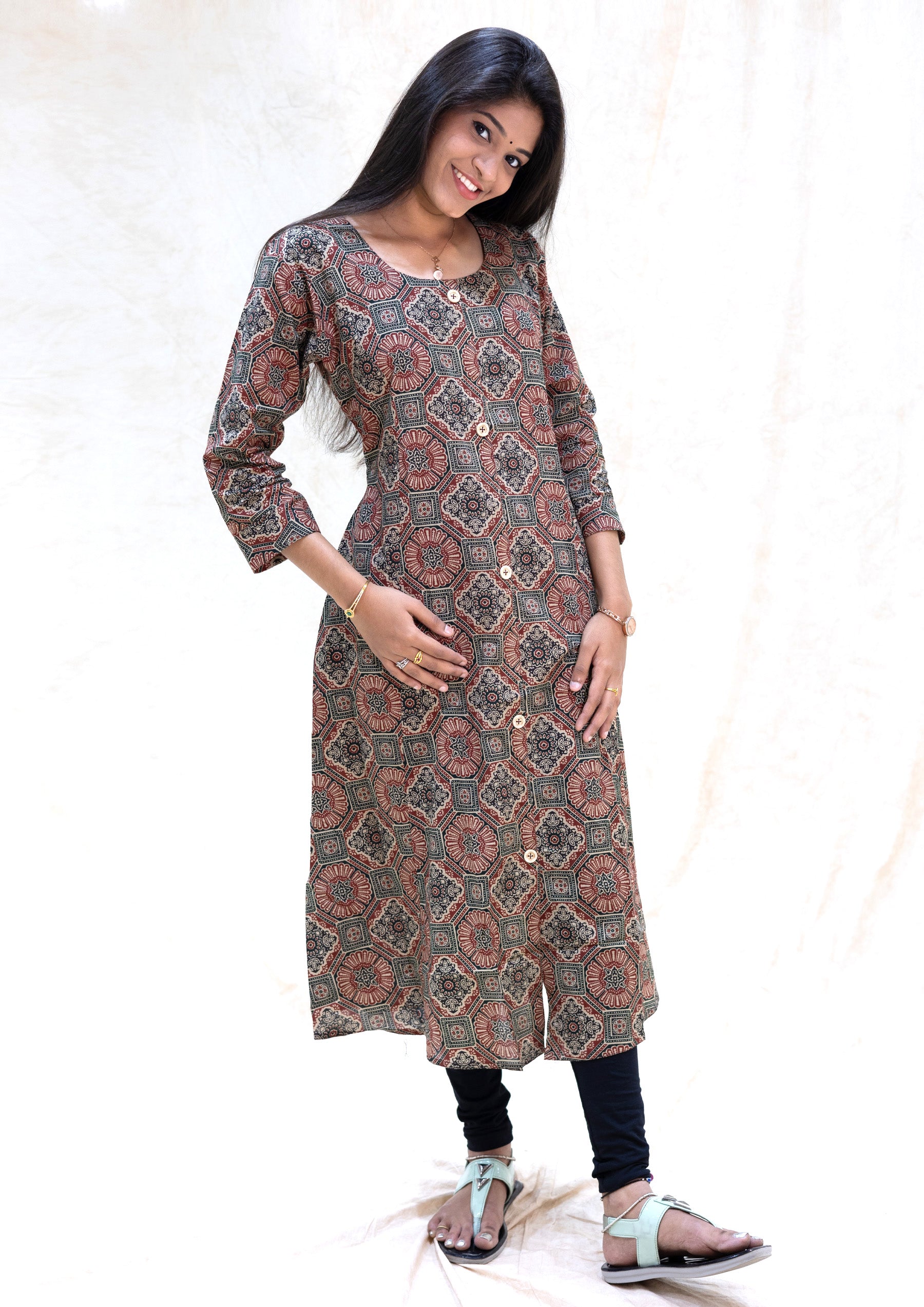 Tamira-Maroon  With Multicolour Floral Design  Ladies Branded Umbrella Top Readymade