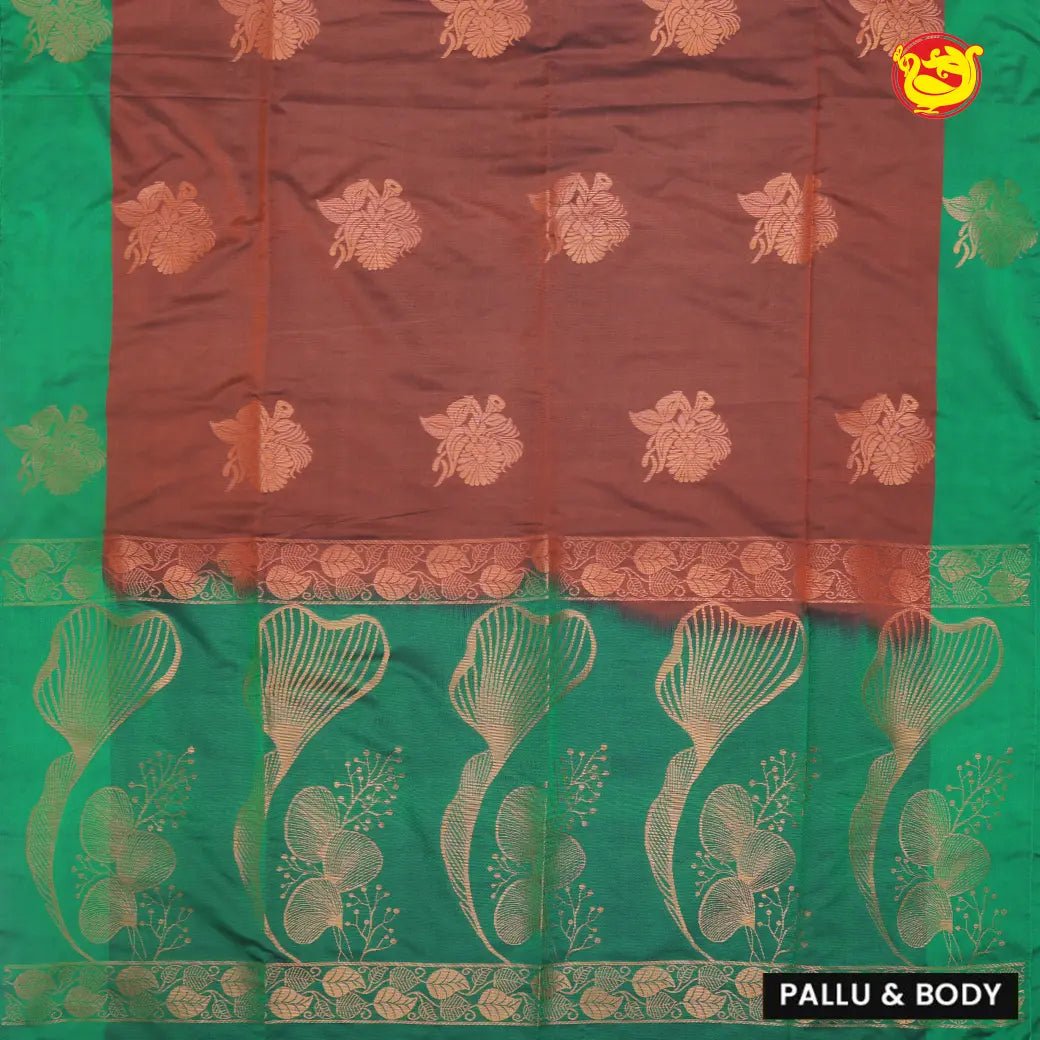 Maroon with Green Soft Silk Saree - Thenianantham