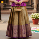 Purple With Mustard Yellow Girls Branded Readymade Pattu Pavadai