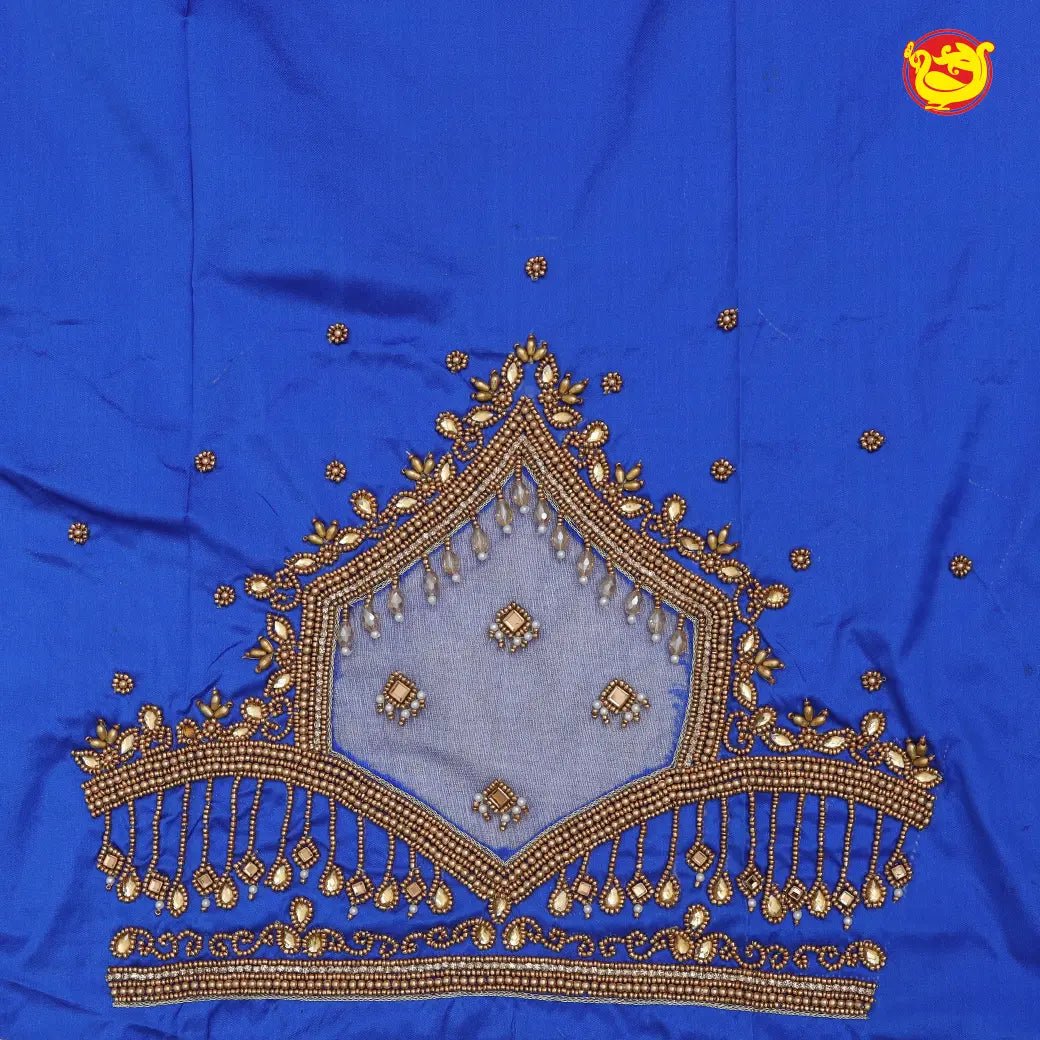 Blue Bridal Aariwork Blouse - Thenianantham