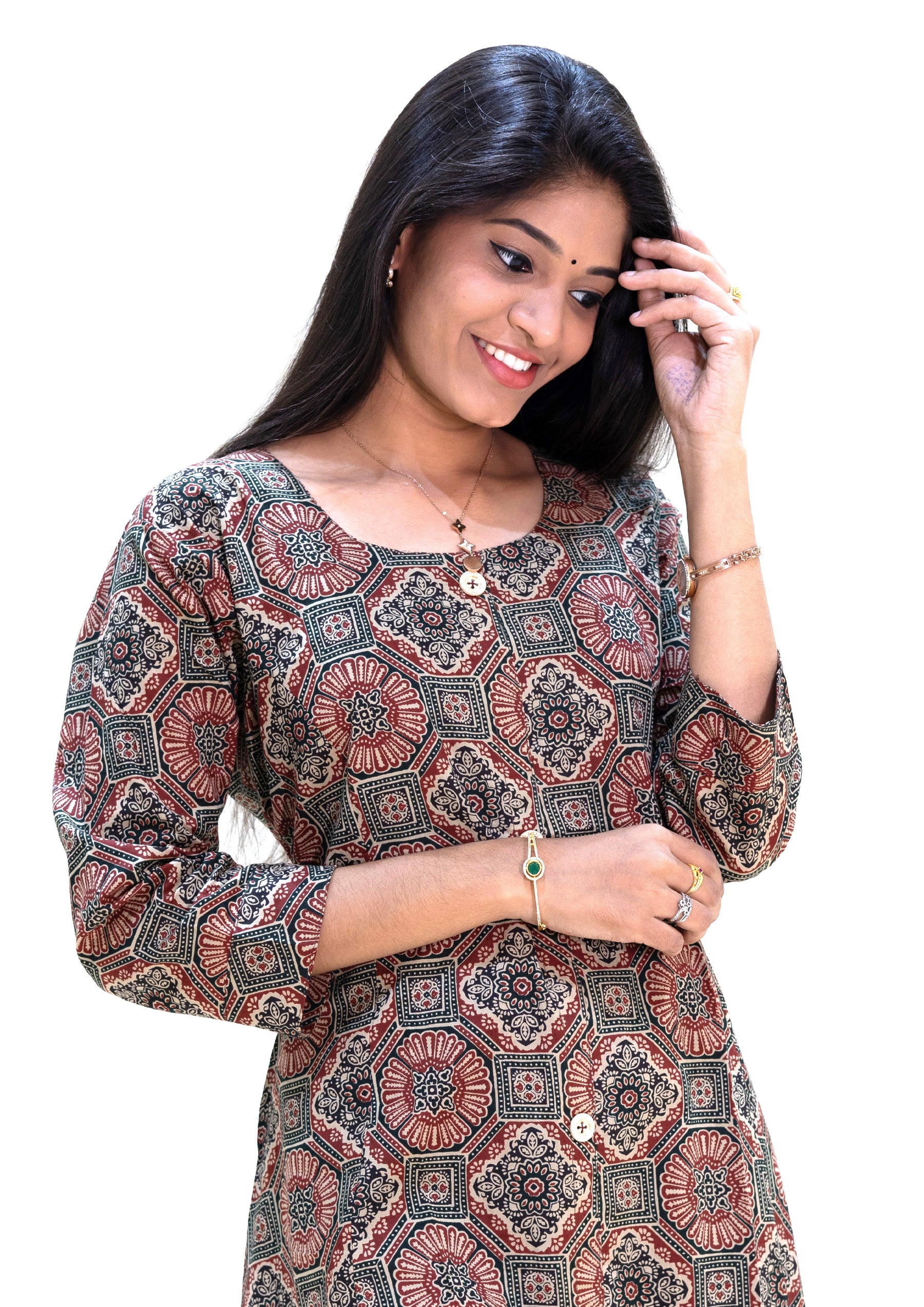 Tamira-Maroon  With Multicolour Floral Design  Ladies Branded Umbrella Top Readymade