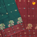 Bottle Green with Maroon Pure Bengal Cotton Saree without Blouse