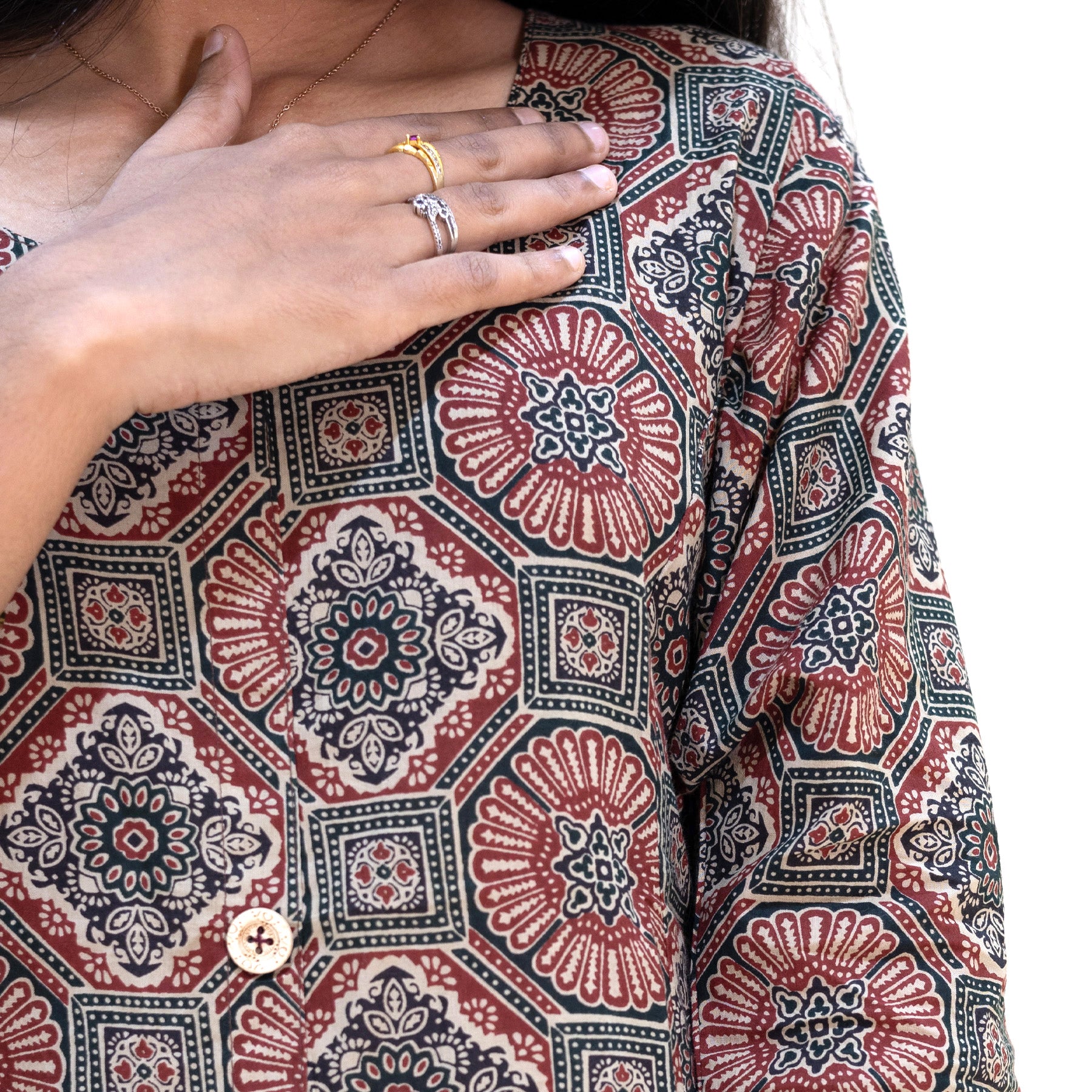 Tamira-Maroon  With Multicolour Floral Design  Ladies Branded Umbrella Top Readymade