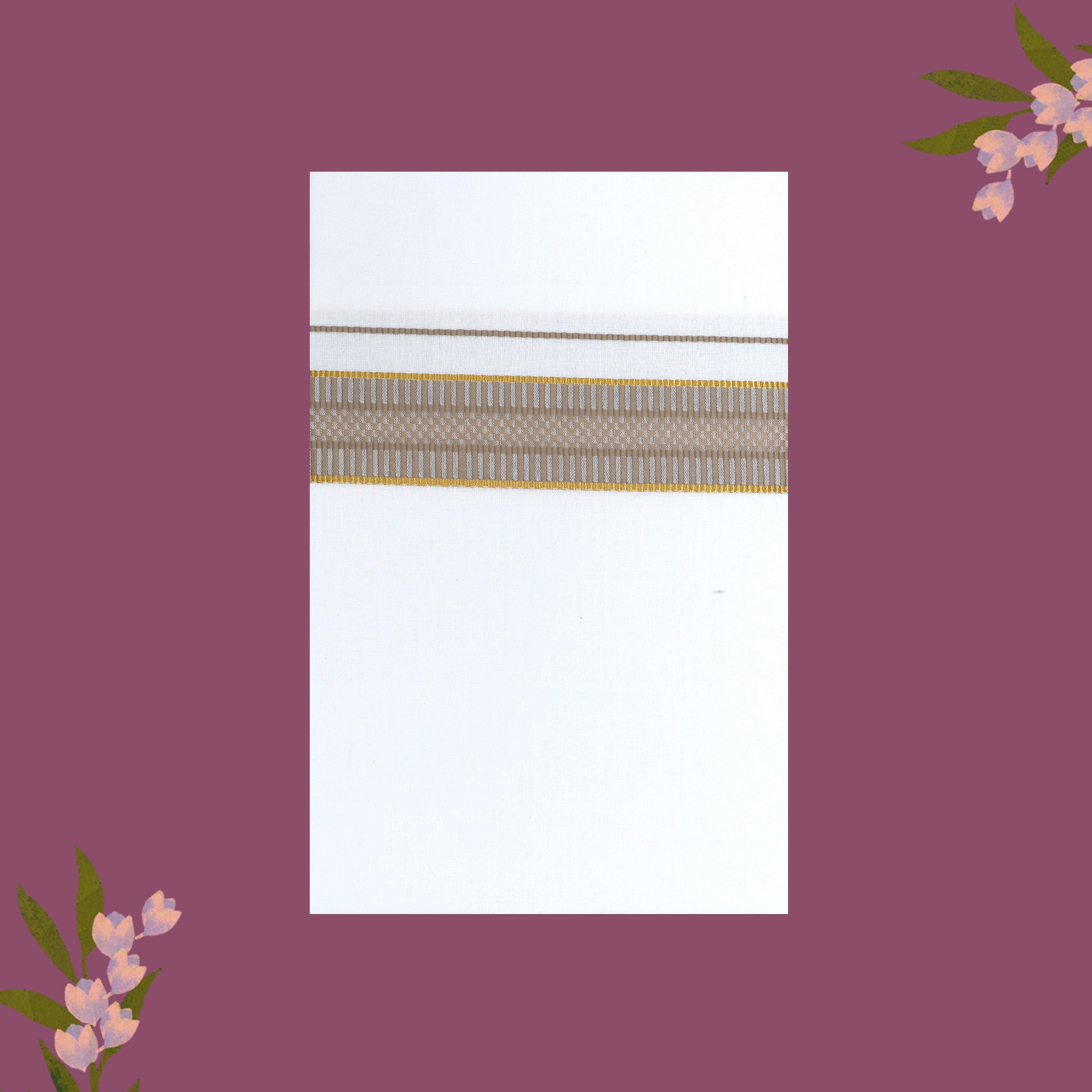 White with Grey - The very thin stripes running alongside it appear to be gold Fancy Border Single Layer Cotton Men’s Dhoti