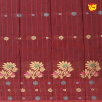 Bottle Green with Maroon Pure Bengal Cotton Saree without Blouse