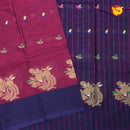 Purple with Blue Pure Bengal Cotton Saree without Blouse