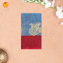 Greyish blue colour with Red  Pure Bengal Cotton Saree without Blouse