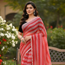 Red With White  Colour   Mul Mul Cotton Sarees