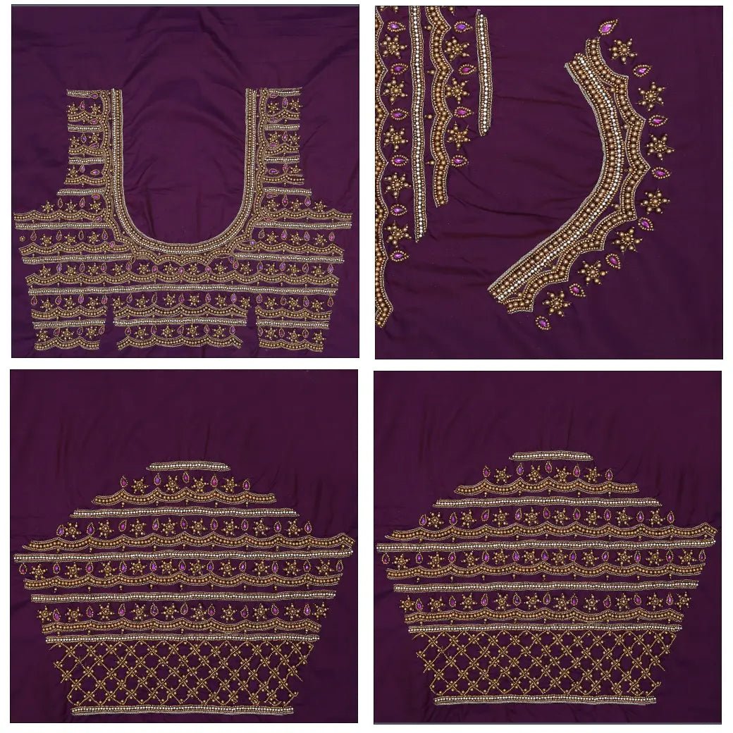 Deep Purple Bridal Aariwork Blouse