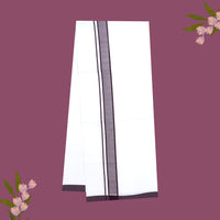 White with Coffee Brown Border – for very similar-looking Single Layer Cotton Men’s Dhoti