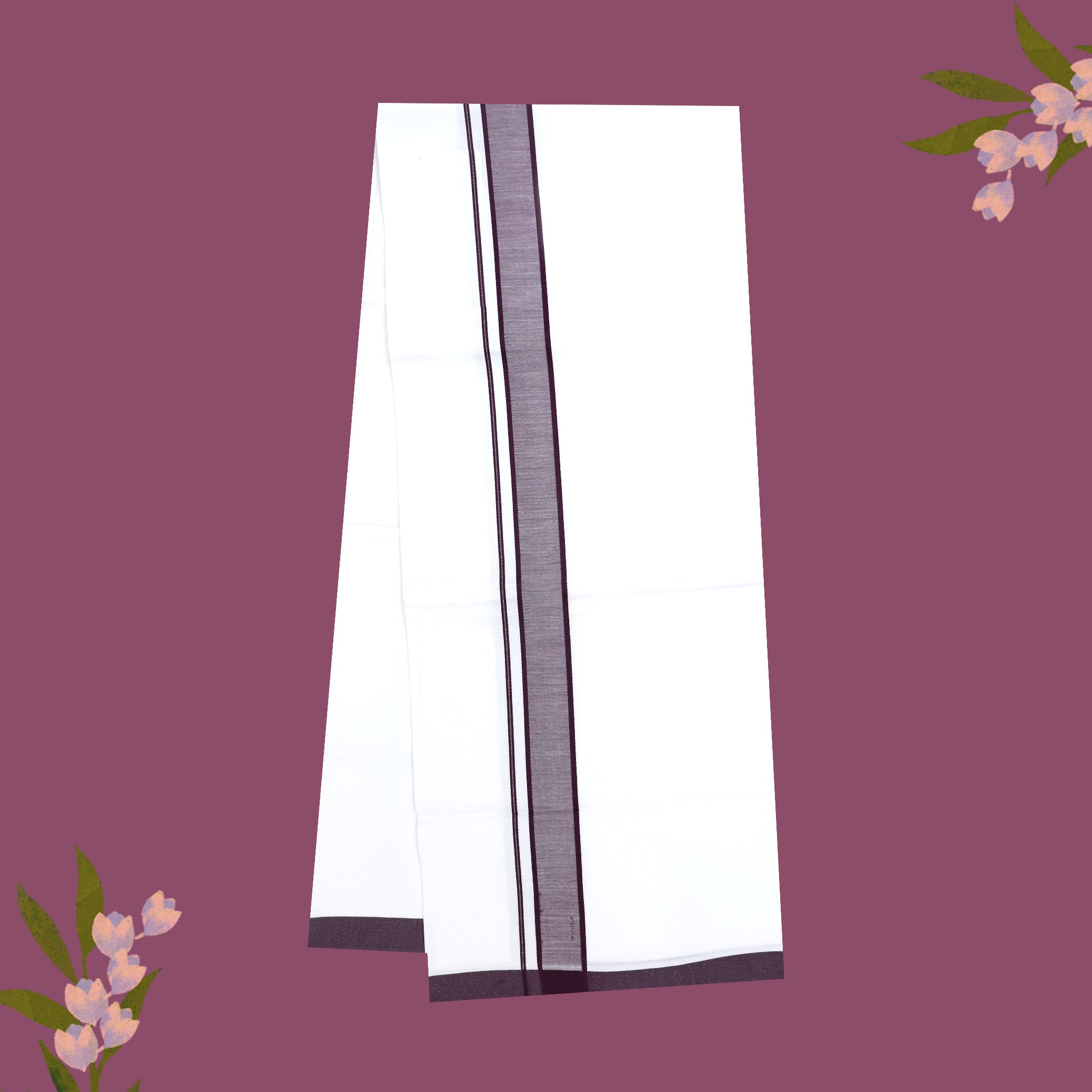 White with Coffee Brown Border – for very similar-looking Single Layer Cotton Men’s Dhoti