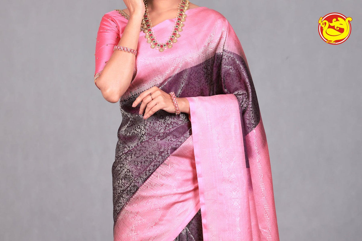 Purple With Pink Soft Silk Saree