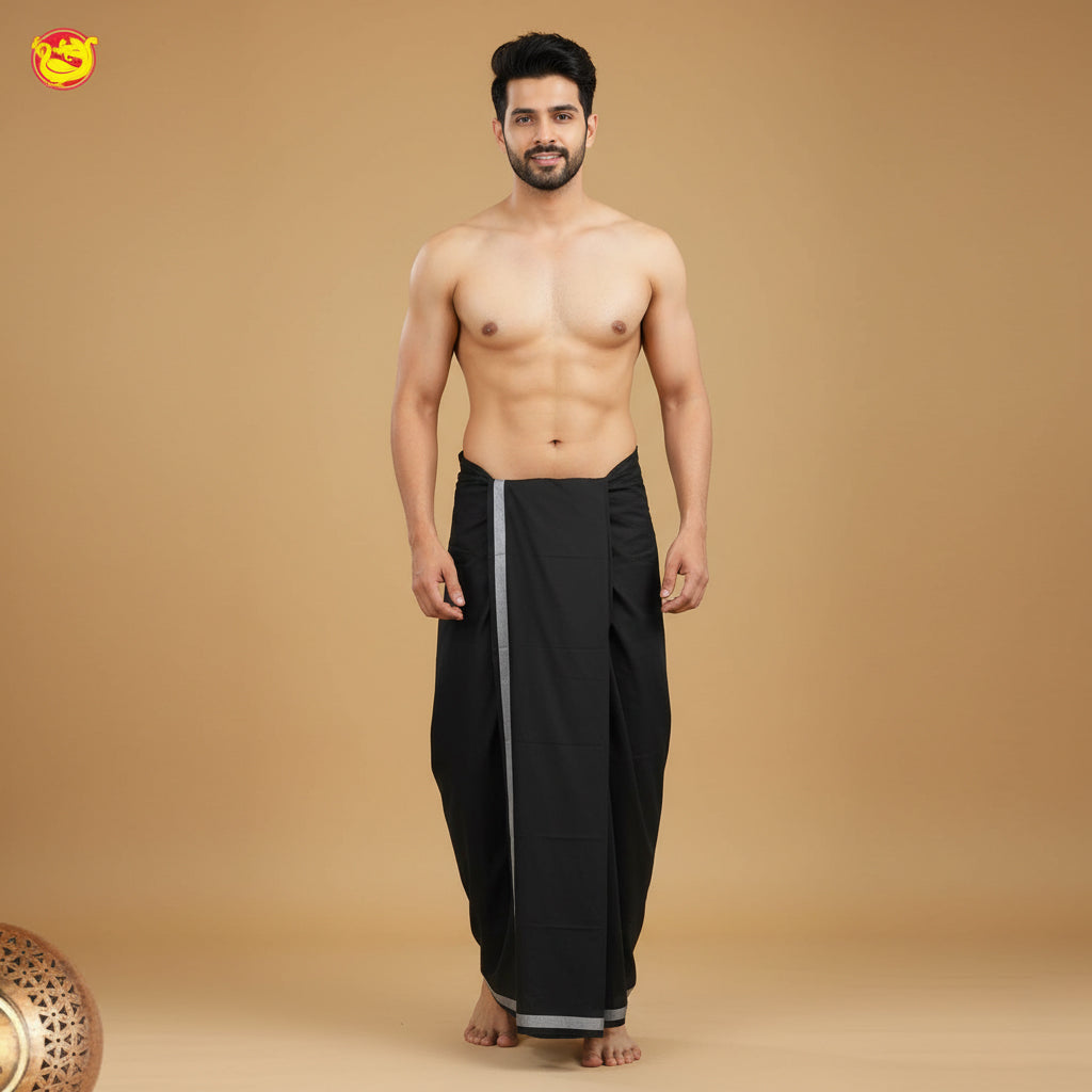 Block -Men’s Plain Cotton Lungi – Soft & Comfortable