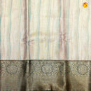 Beige Striped body with dark Green border Designer Silk Saree - Thenianantham