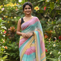Multi Colour Mul Mul Cotton Sarees