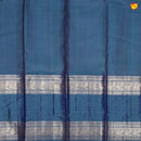 Peacock Blue With Stripes Motifs Gold Zari Peacock and Stripes Long Border Pure Kanjivaram Wedding Silk Saree - Thenianantham