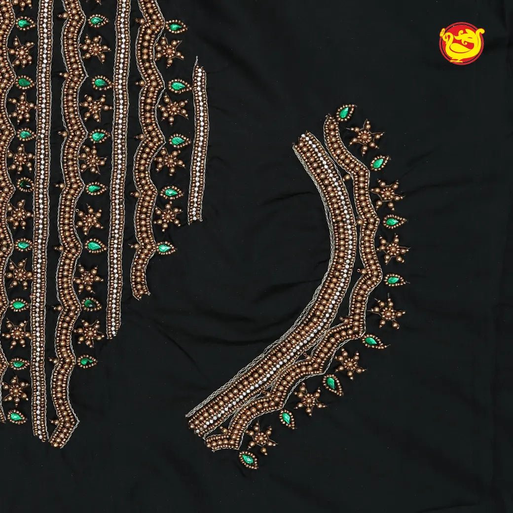 Dark Green Bridal Aariwork Blouse