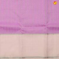 Light Pink With Cream Motifs Silver Zari Striped Pure Kanjivaram Subhalaya Soft Silk Saree - Thenianantham