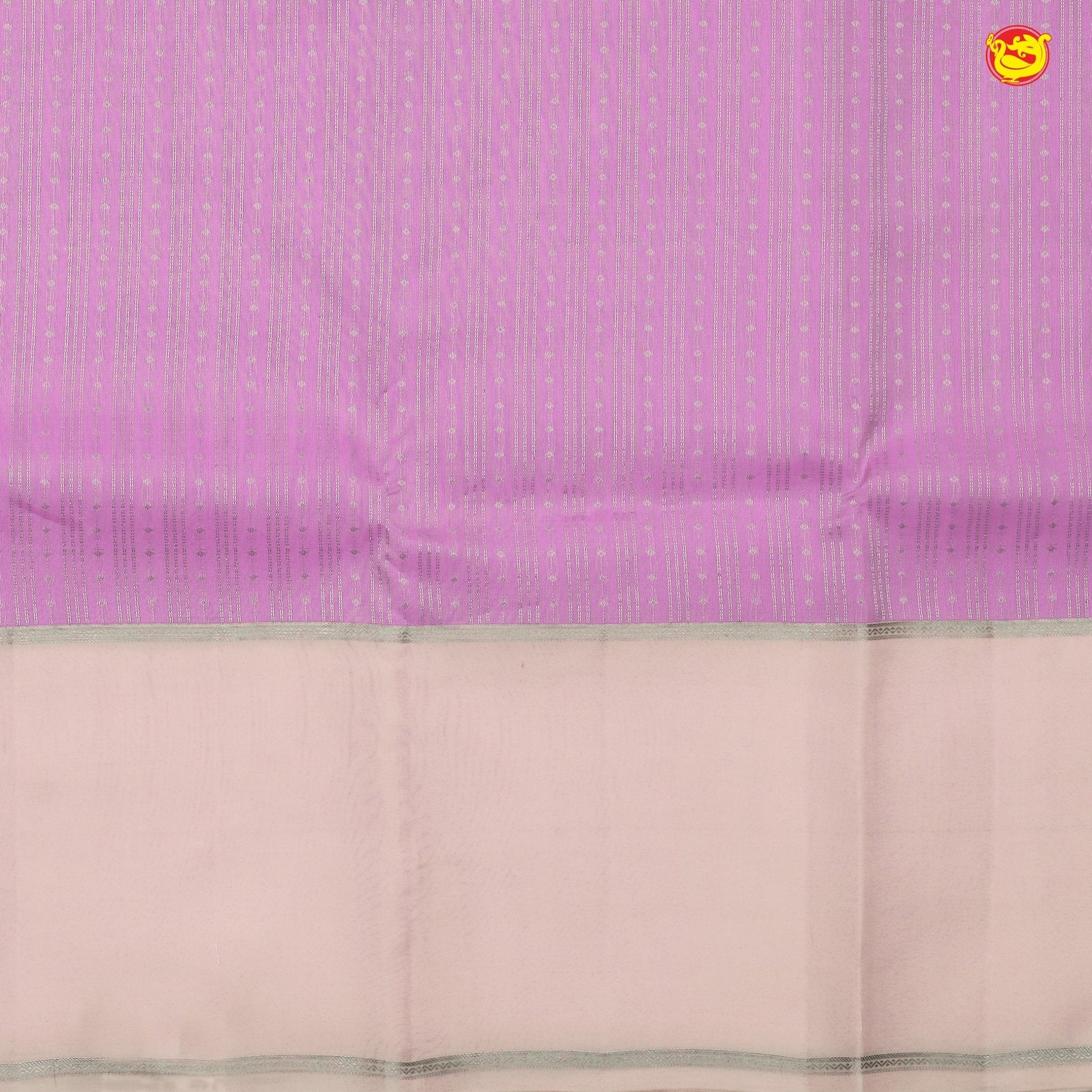 Light Pink With Cream Motifs Silver Zari Striped Pure Kanjivaram Subhalaya Soft Silk Saree - Thenianantham