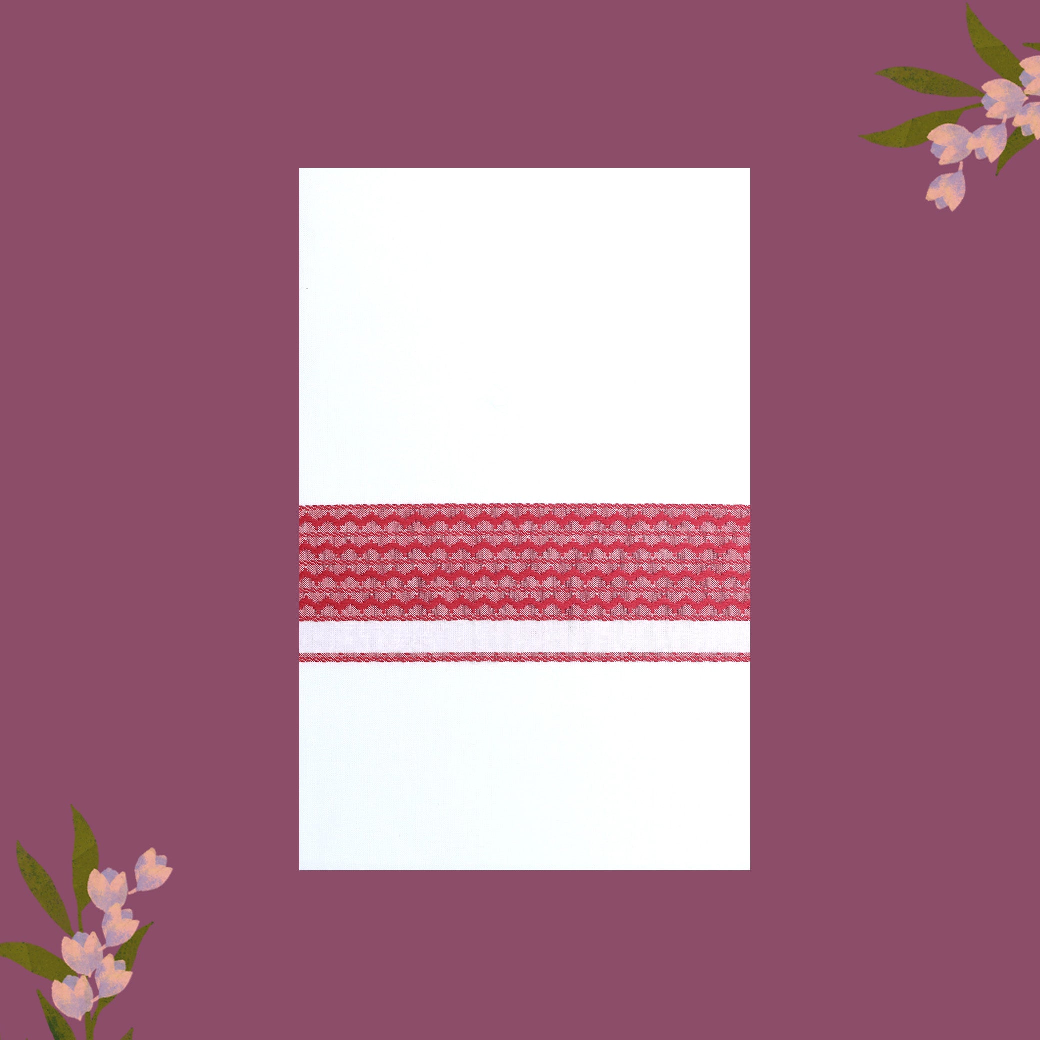 White with Red Fancy Border Single Layer Cotton Men’s Dhoti