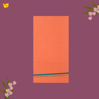 Orange With Green Border Men’s Kaavi Temple Wear Dhotis