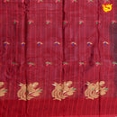 Greyish blue colour with Red  Pure Bengal Cotton Saree without Blouse