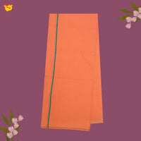 Orange With Green Border Men’s Kaavi Temple Wear Dhotis