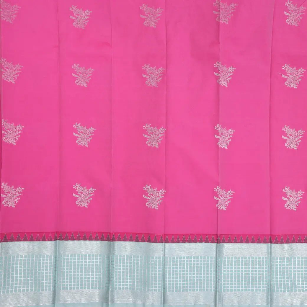 Pink with Plain Light greenish blue Art Silk Saree