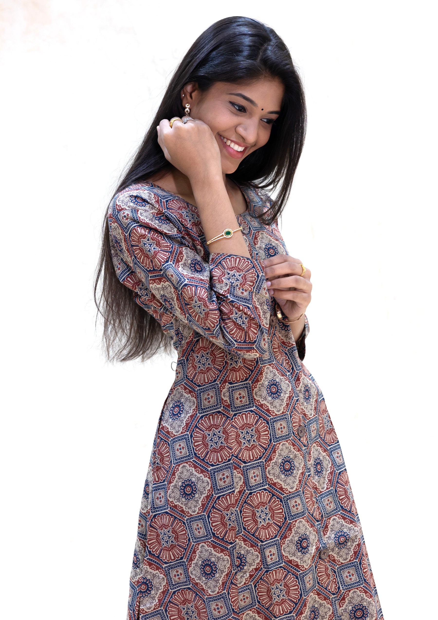 Tamira-Maroon  With Multicolour Floral Design  Ladies Branded Umbrella Top Readymade