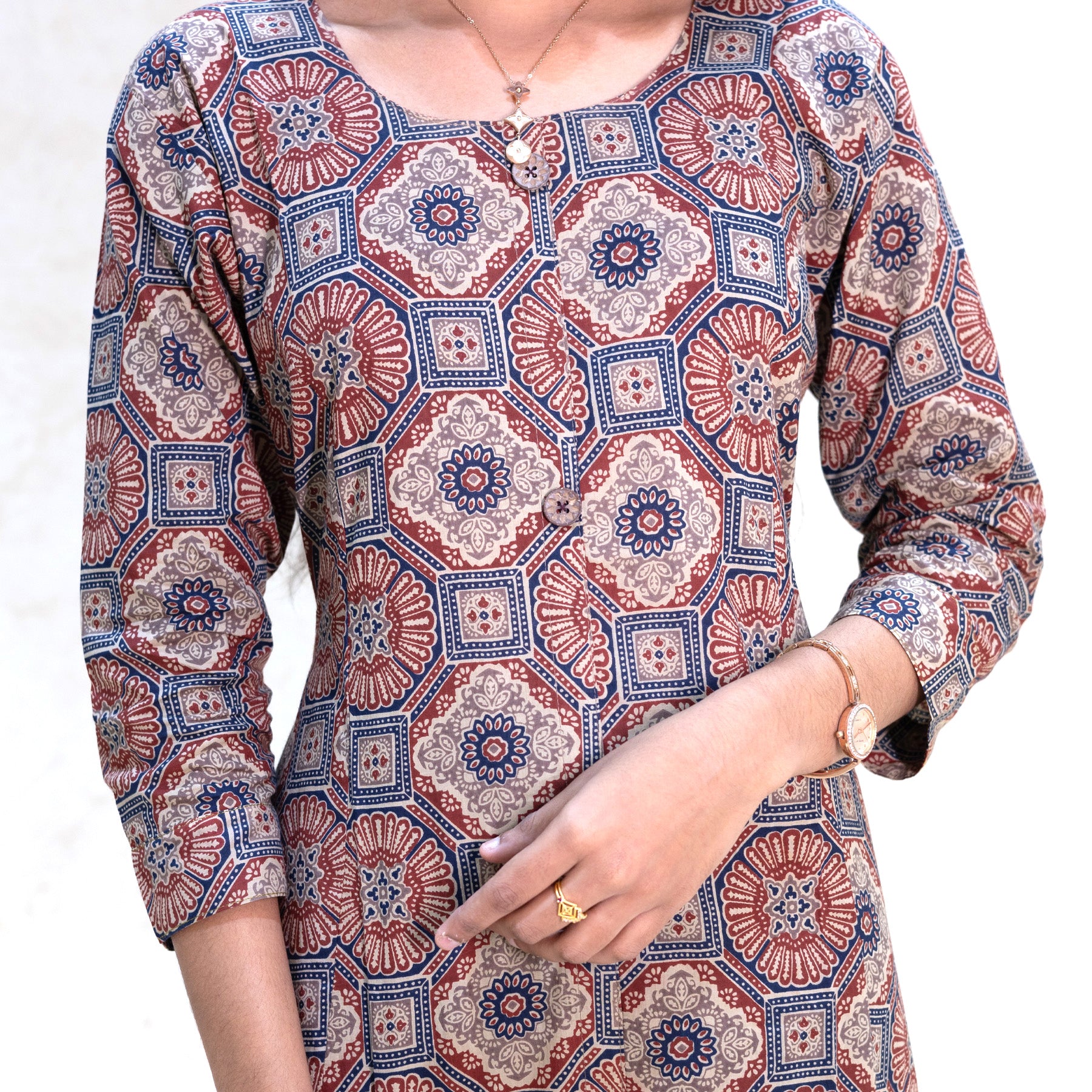 Tamira-Maroon  With Multicolour Floral Design  Ladies Branded Umbrella Top Readymade