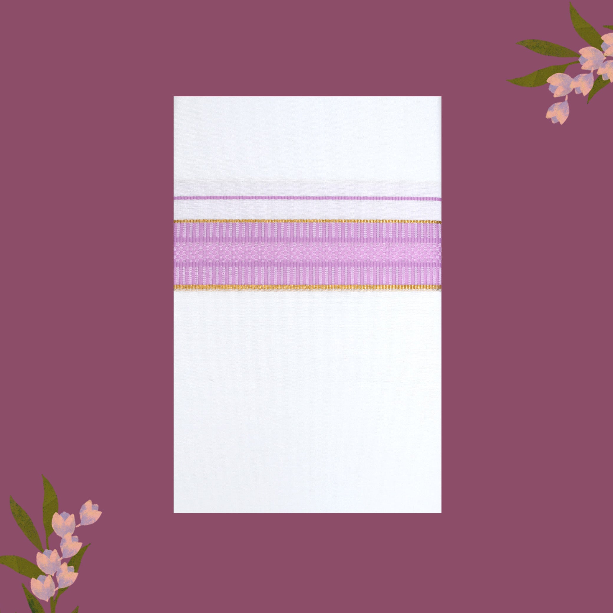 White with Light Purple   - The very thin stripes running alongside it appear to be gold Fancy Border Single Layer Cotton Men’s Dhoti