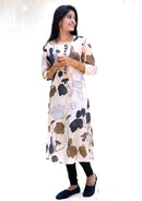 Iniya- Beige color With leaf prints ladies straight kurti Readymade