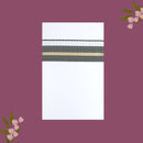 White with Dark Grey Border Single Layer Cotton Men’s Dhoti