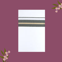 White with Dark Grey Border Single Layer Cotton Men’s Dhoti