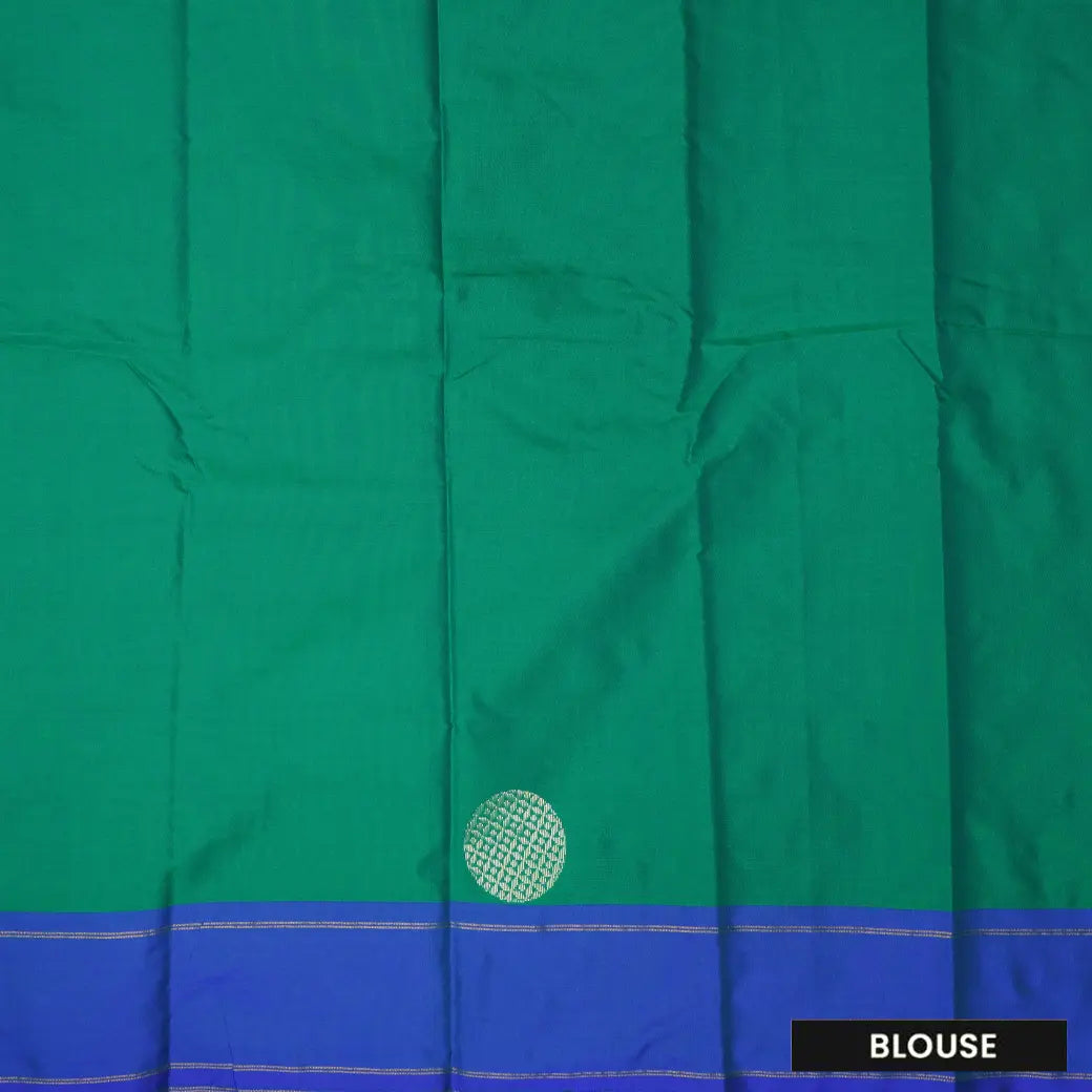 Emerald Green  With Royal Blue  Border  Arani Silk Saree