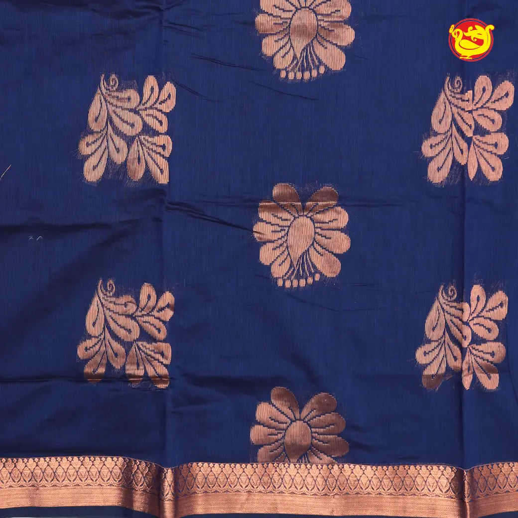 Navy blue With Magenta Kalyani Cotton Saree