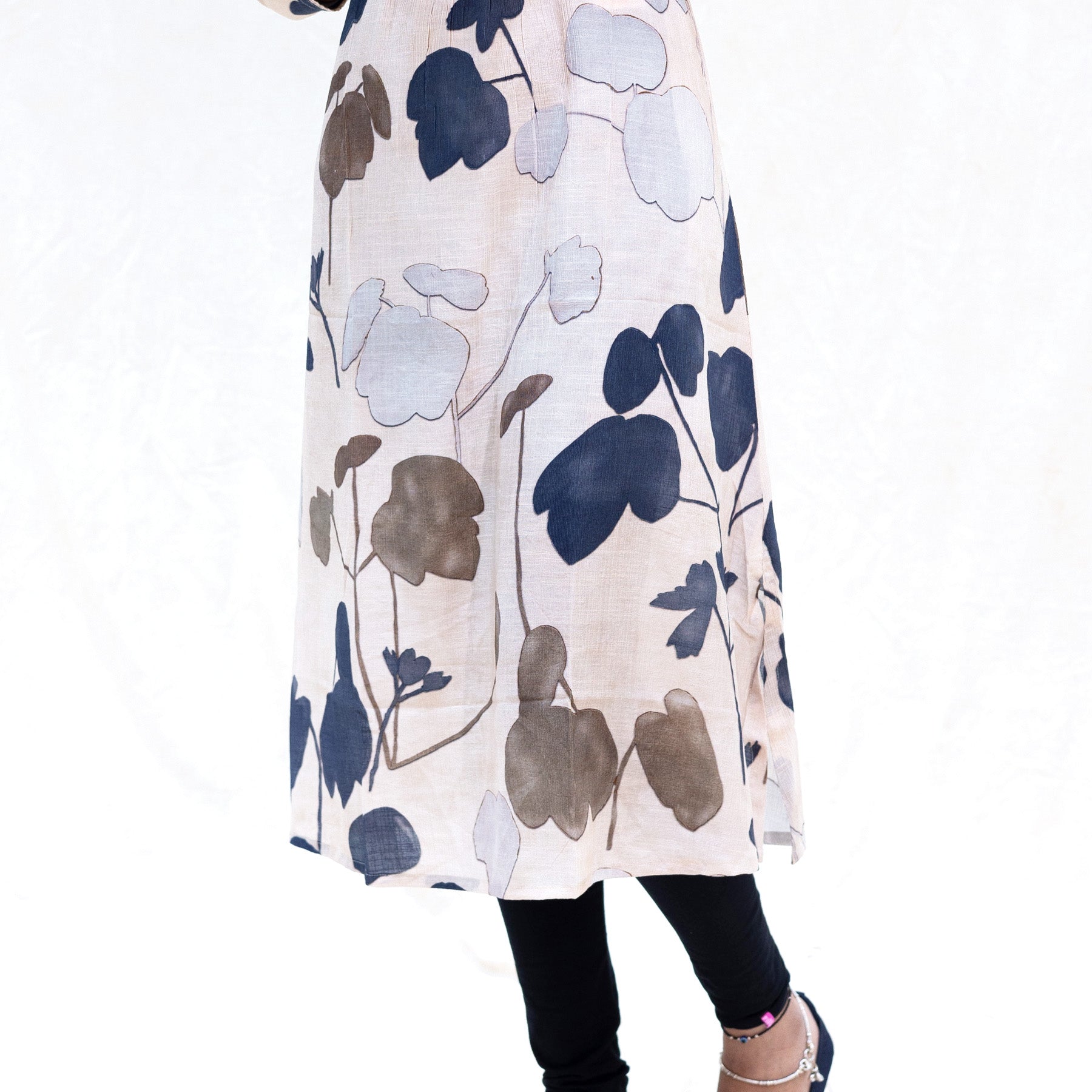 Iniya- Beige color With leaf prints ladies straight kurti Readymade